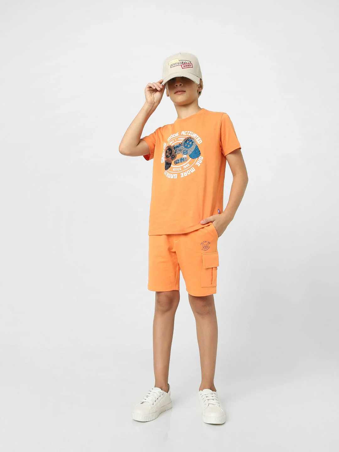 Boys Orange Cotton Sweatshorts