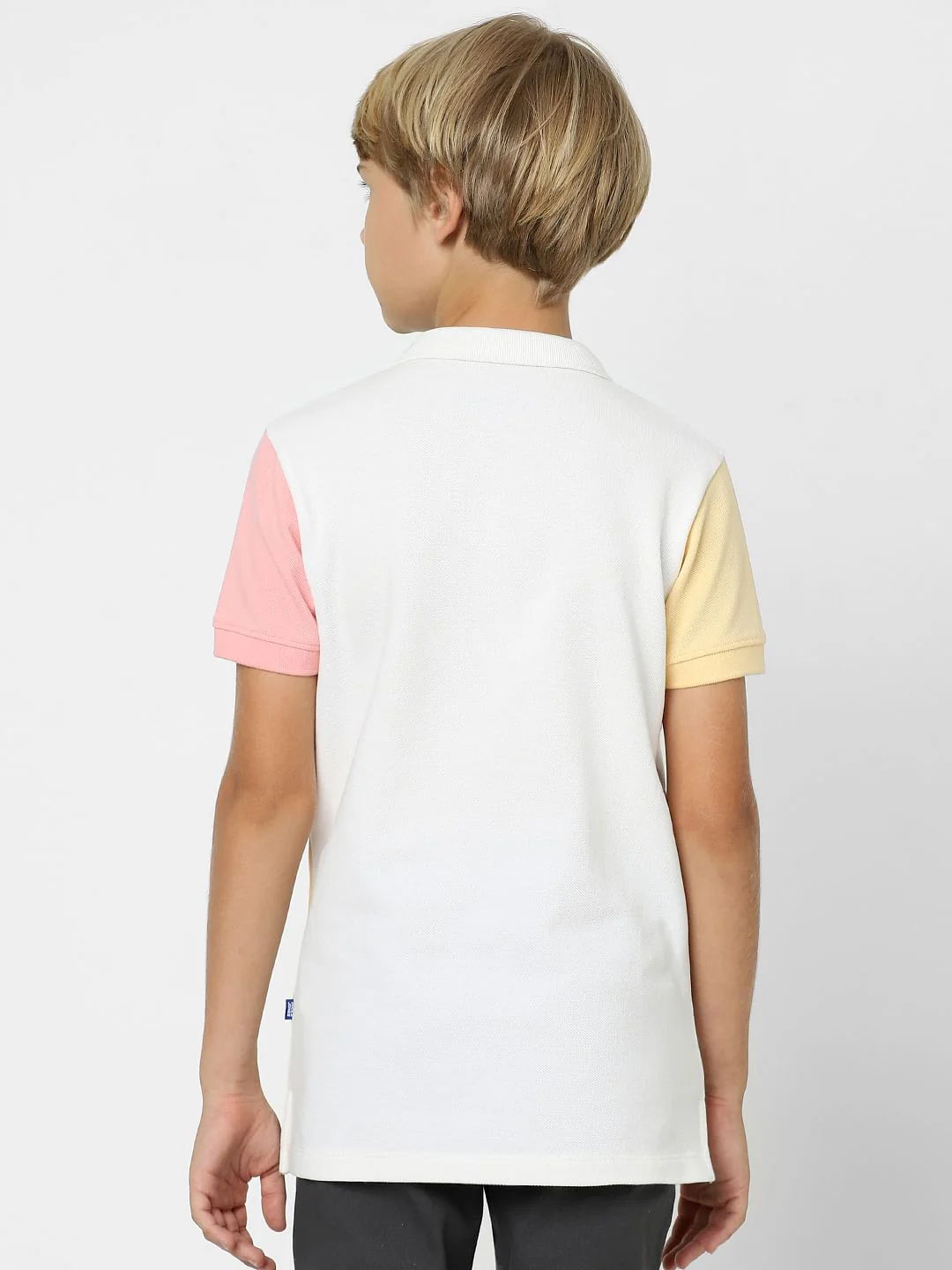 Boys White Colourblocked Polo T-shirt - Image 4
