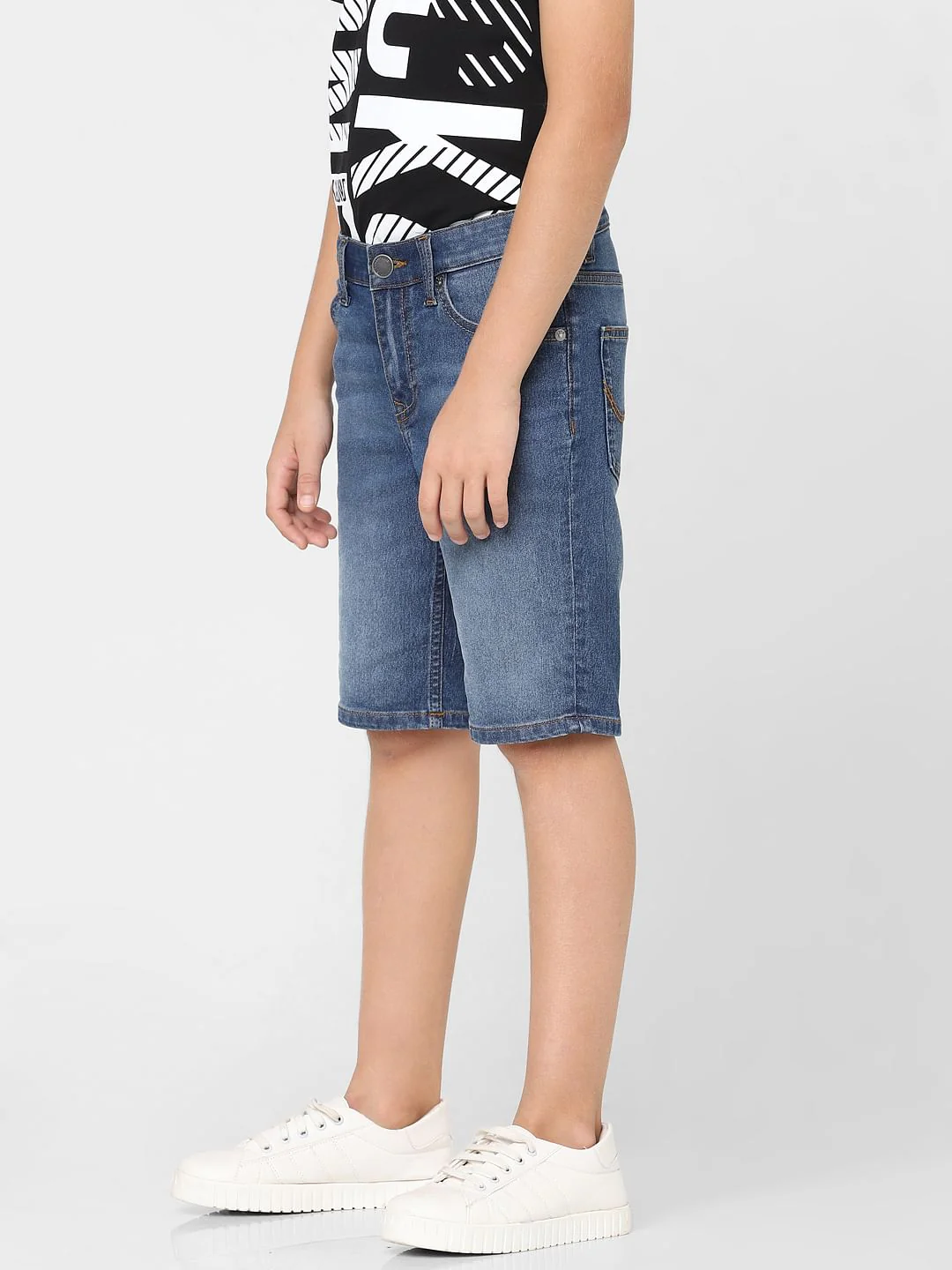 Boys Blue Mid Rise Denim Shorts - Image 3