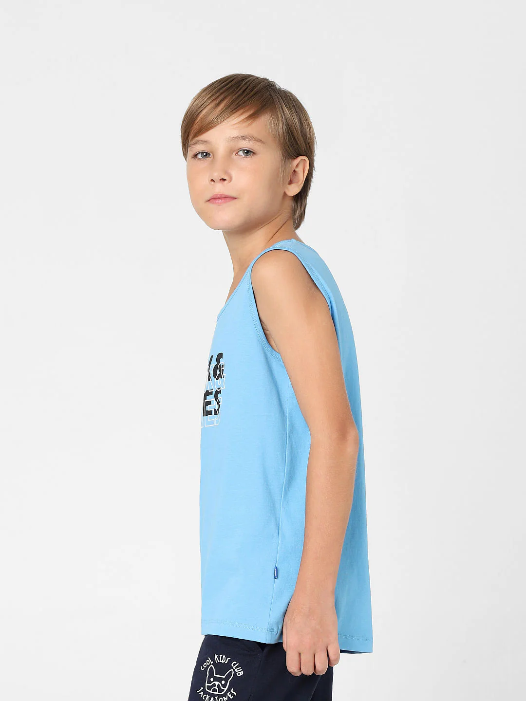 BOYS Blue Logo Print T-shirt Vest - Image 3
