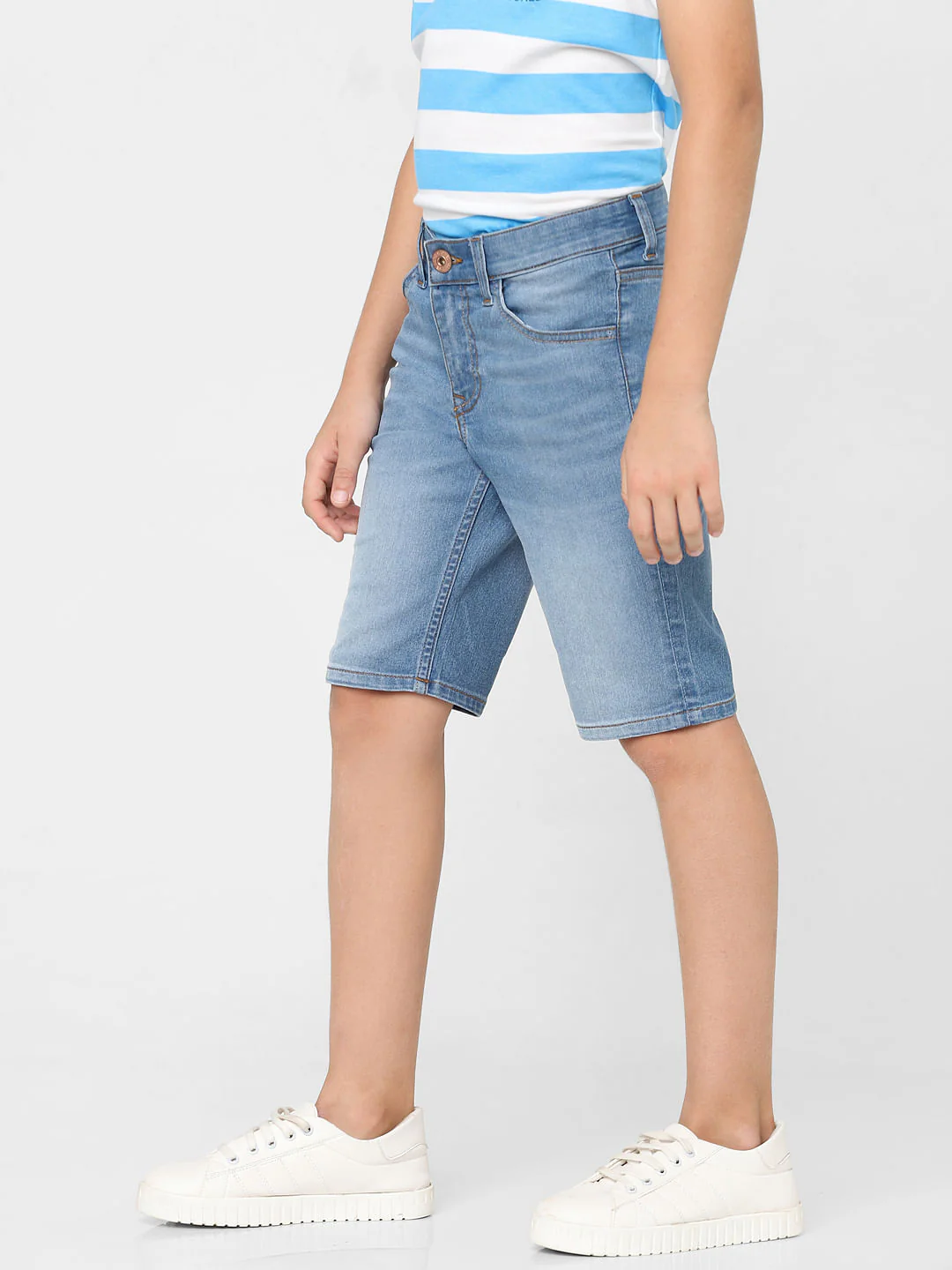 Boys Blue Mid Rise Denim Shorts - Image 3