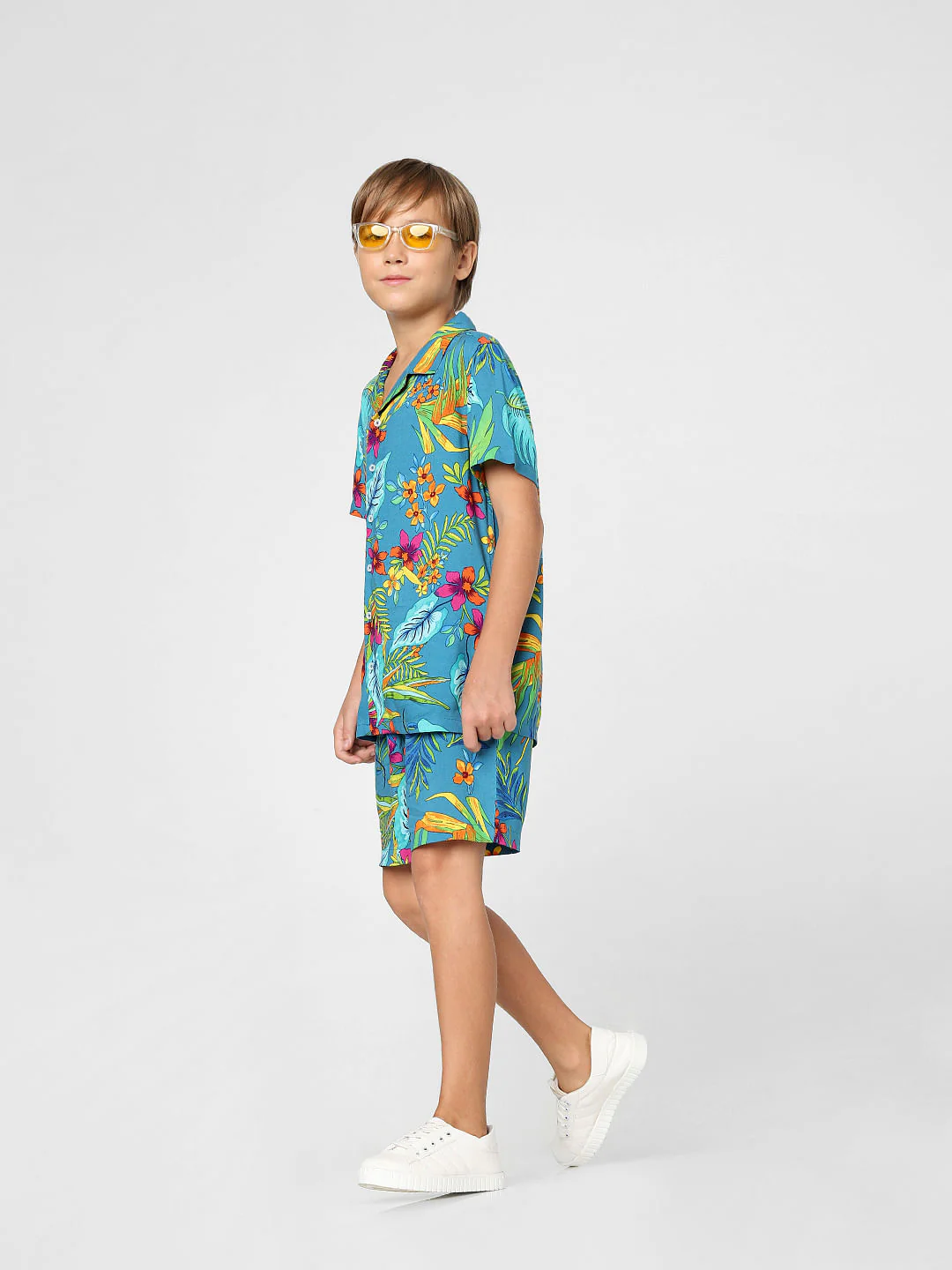 Boys Green Printed Shorts