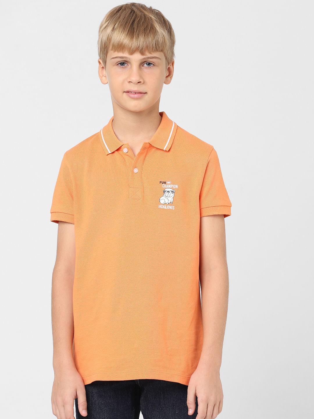 Boys Orange Polo T-shirt - Image 2