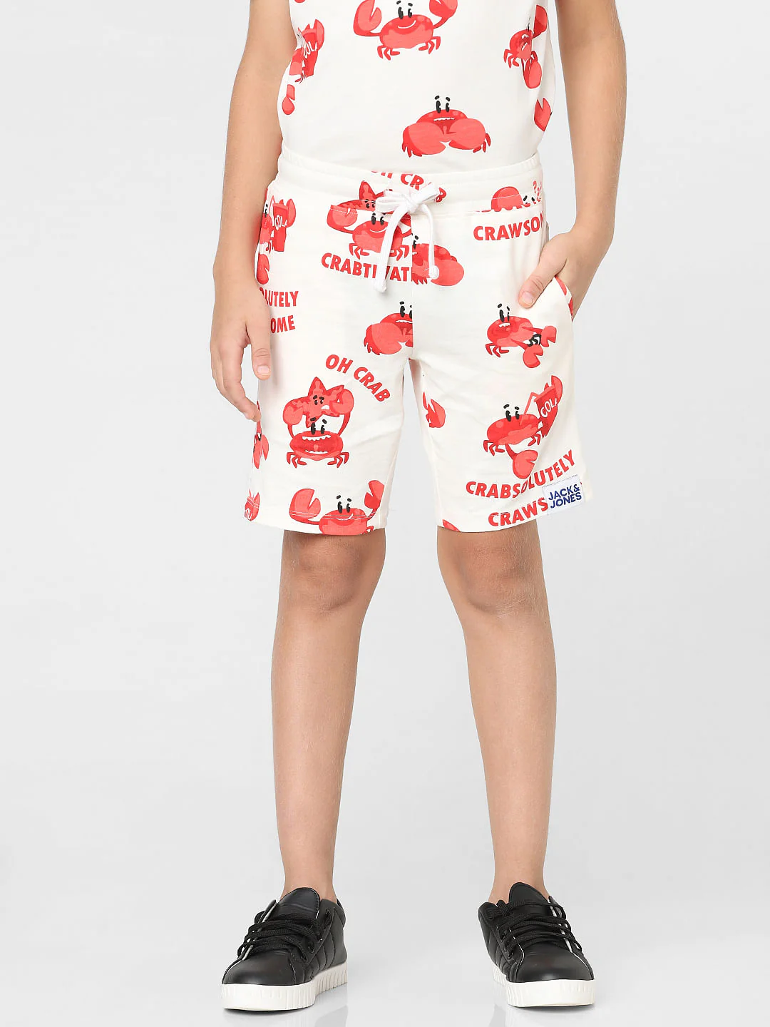 Boys Beige Printed Co-ord Shorts - Image 2