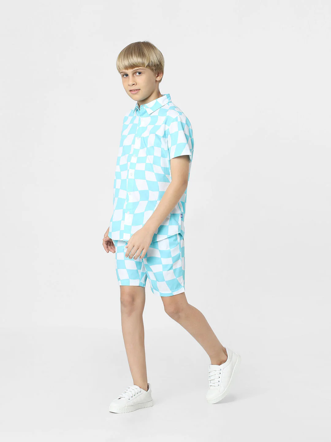 BOYS White Check Print Shirt - Image 6
