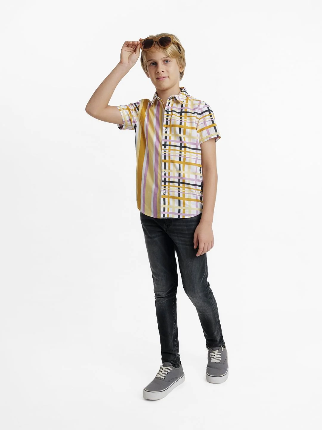 Yellow Printed Short Sleeves Shirt