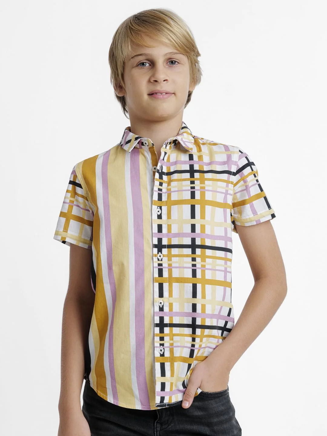 Yellow Printed Short Sleeves Shirt - Image 2