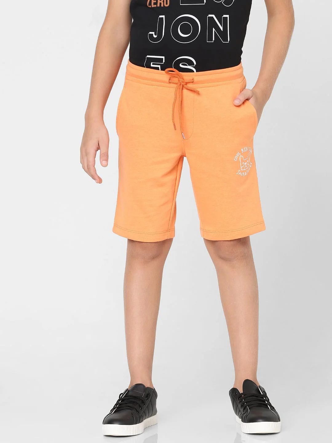 Boys Orange Mid Rise Sweatshorts - Image 2