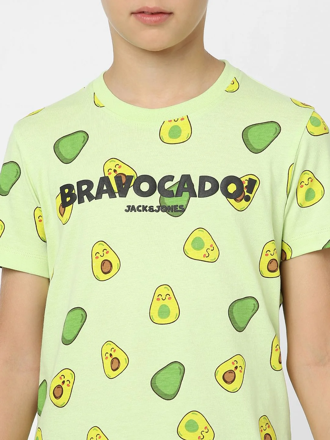 Boys Green Avocado Print Crew Neck T-shirt - Image 5