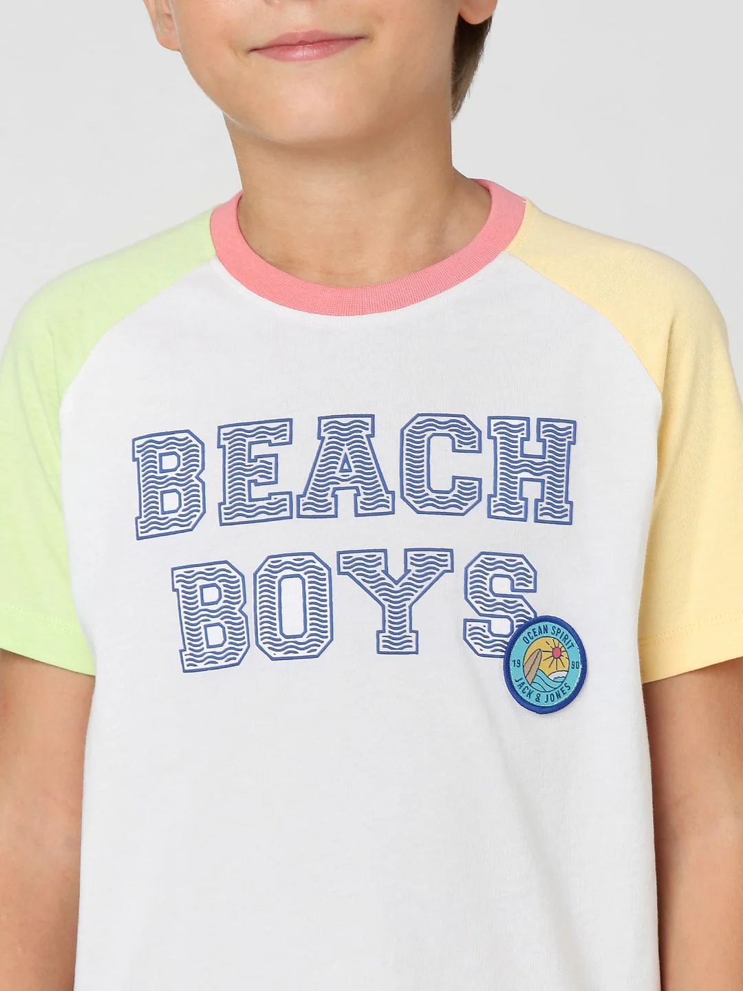 Boys White Colourblocked Crew Neck T-shirt - Image 5