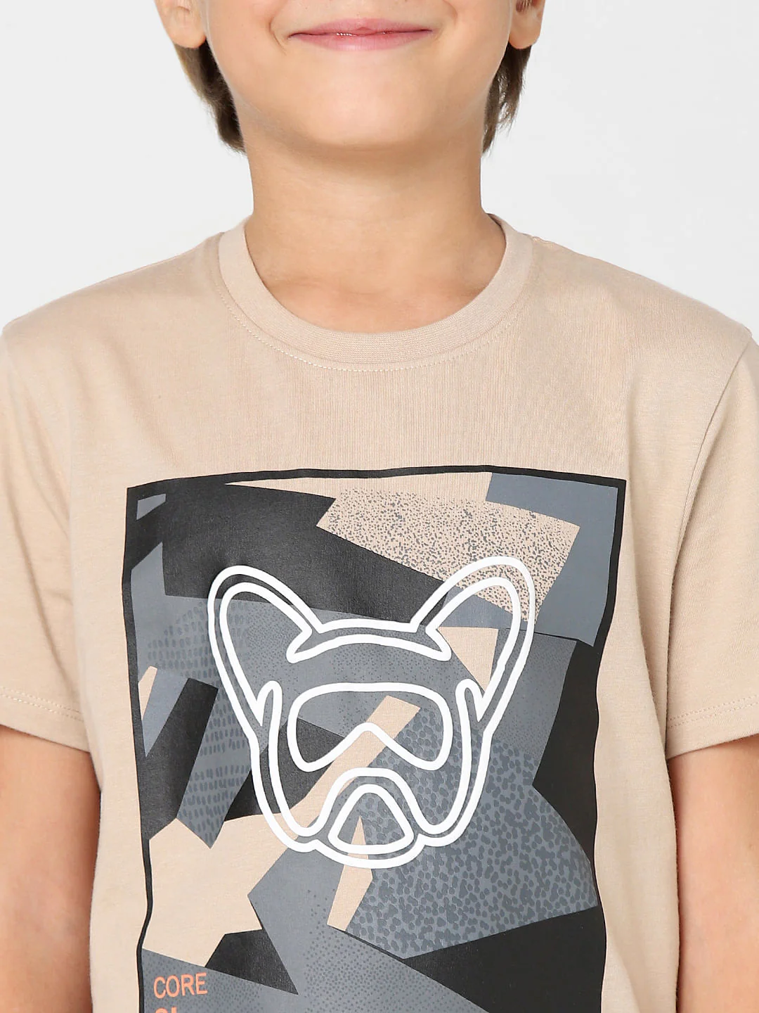 BOYS Beige Graphic Print Crew Neck T-shirt - Image 5