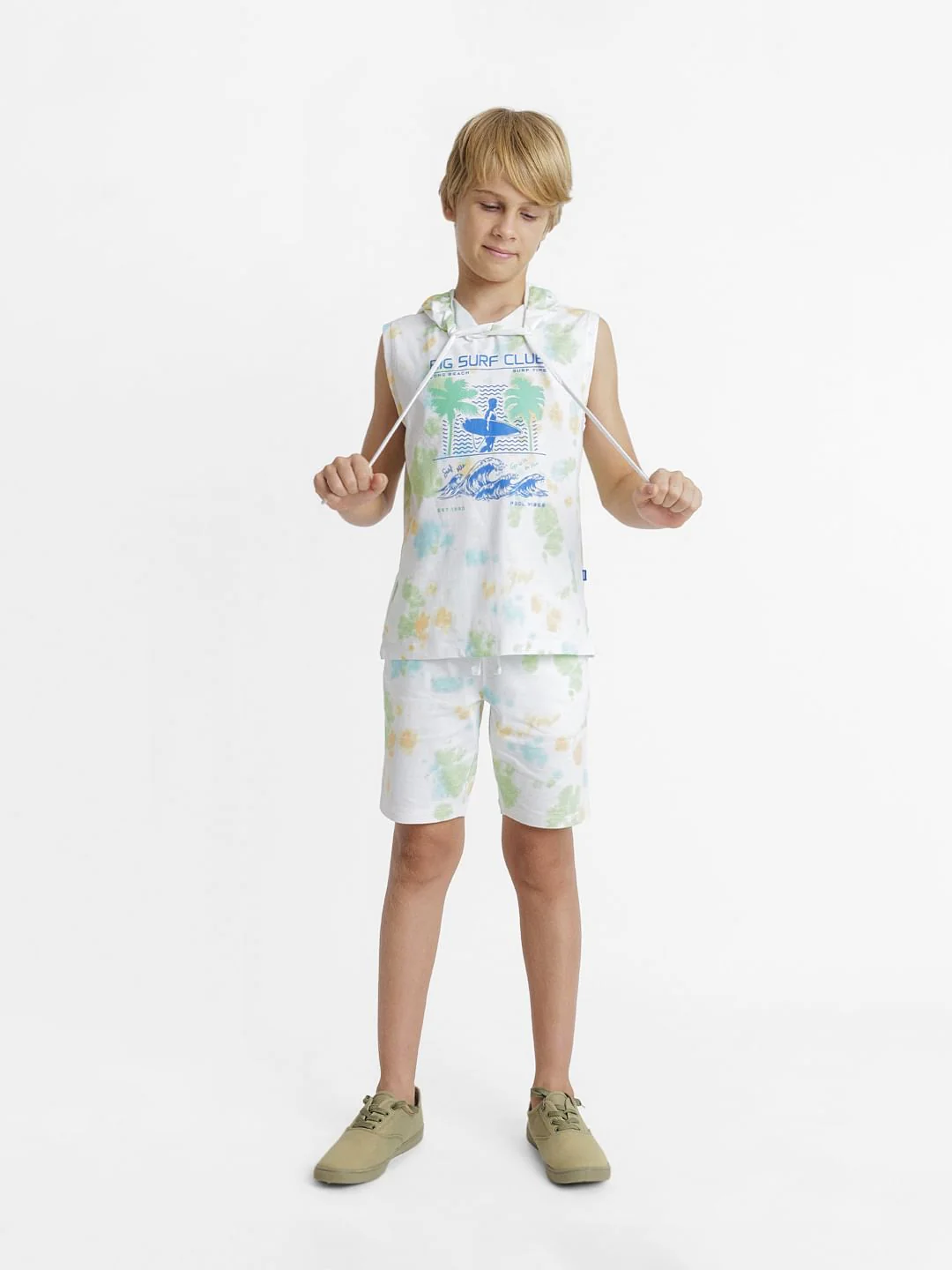 Ash Green Tie-Dye Co-ord Set Hoodie T-shirt - Image 6