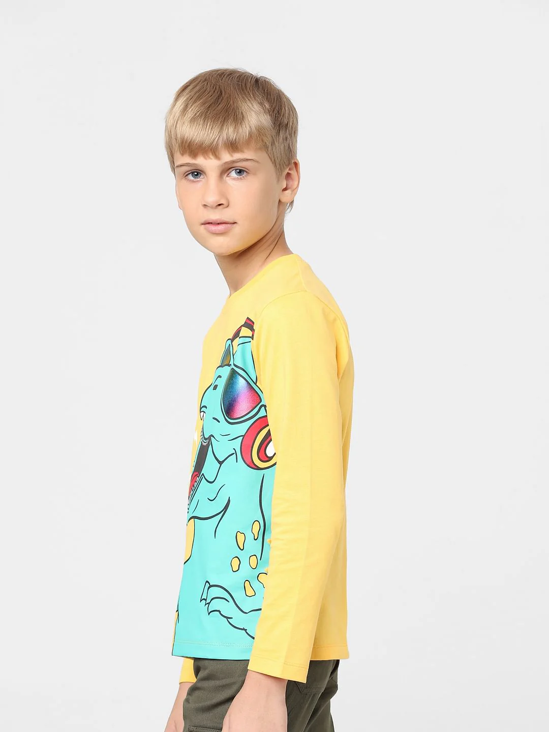 Boys Yellow Dino Print T-shirt - Image 3