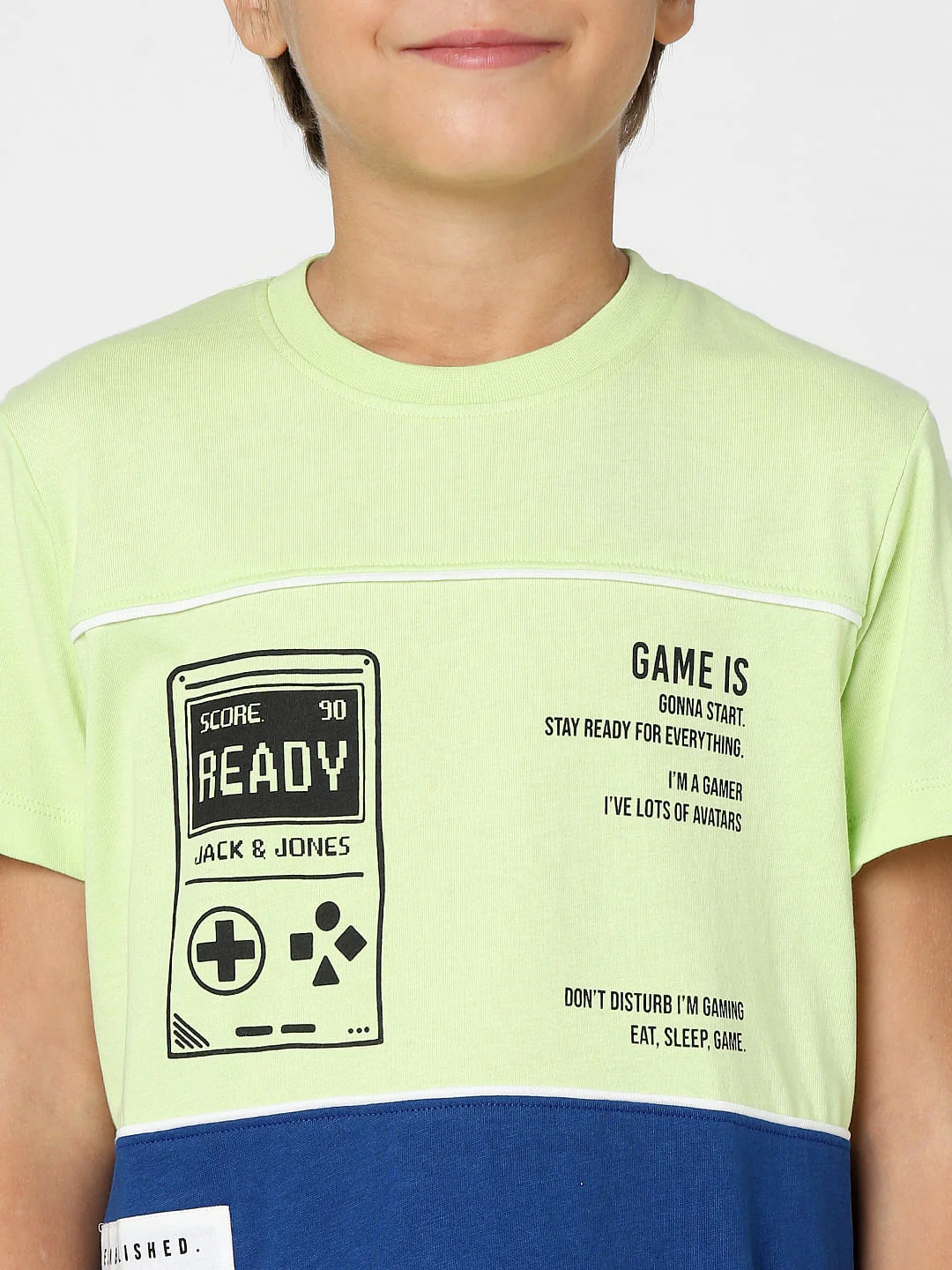 Boys Green Colourblocked Crew Neck T-shirt - Image 5