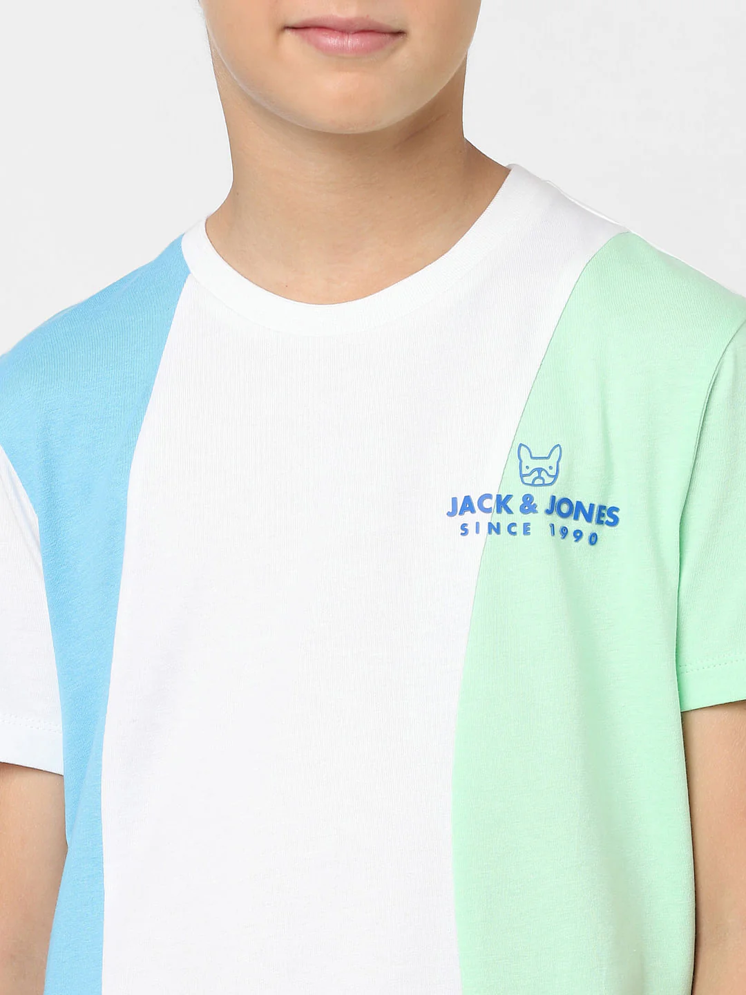 Boys White Colourblocked Crew Neck T-shirt - Image 5