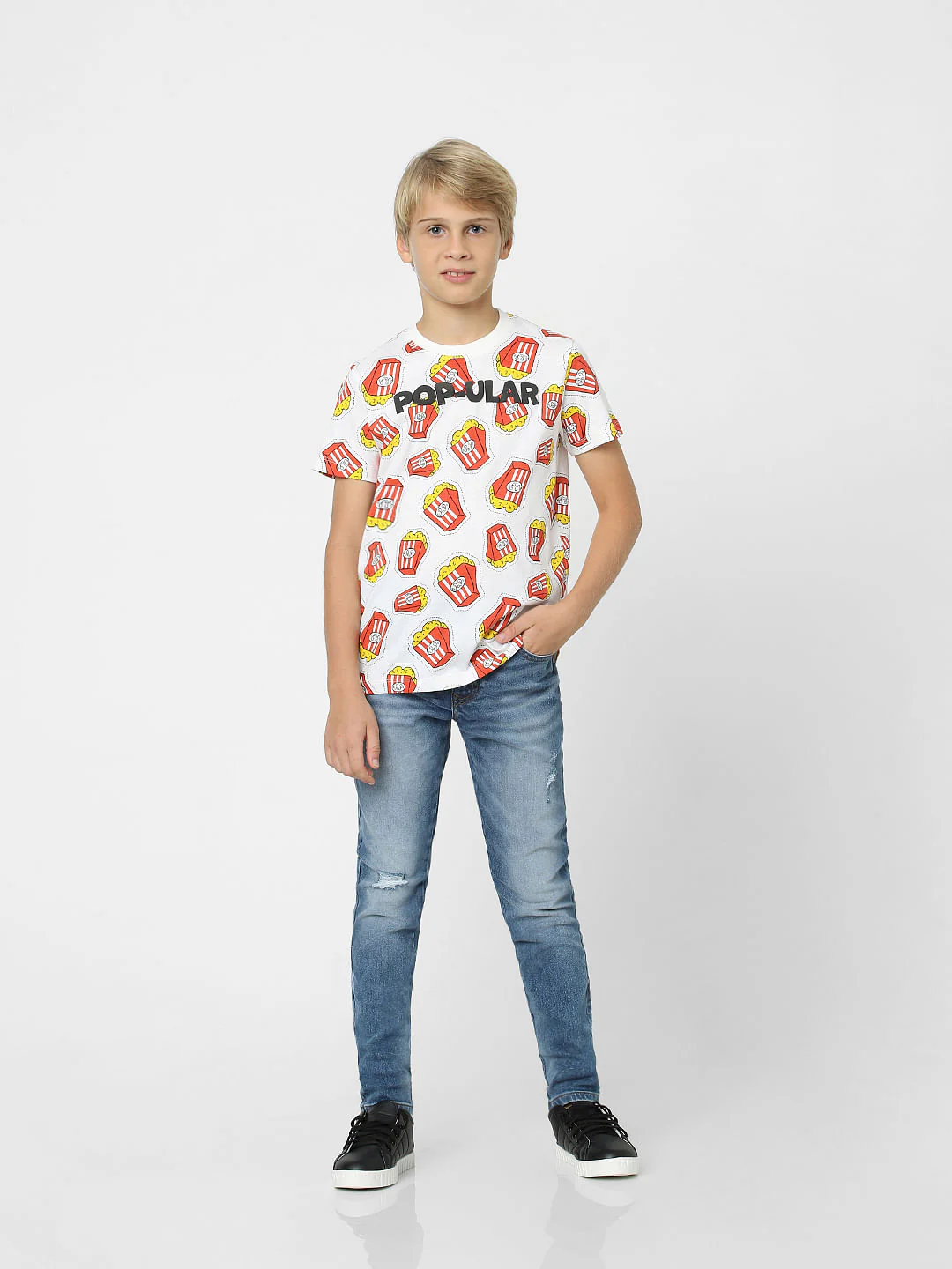 Boys White Fries Print T-shirt - Image 6