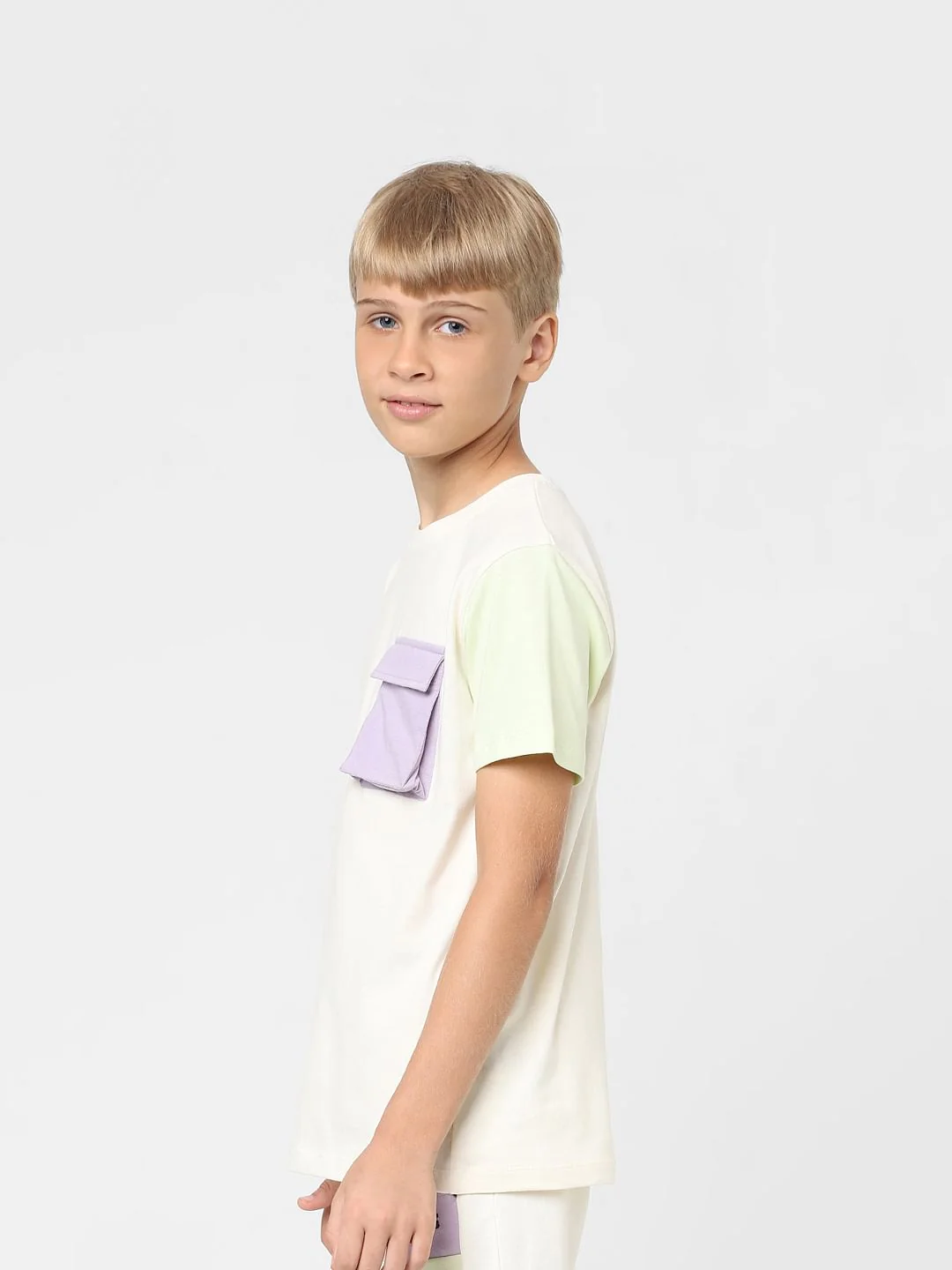 Boys Beige Colourblocked Co-ord T-shirt - Image 3