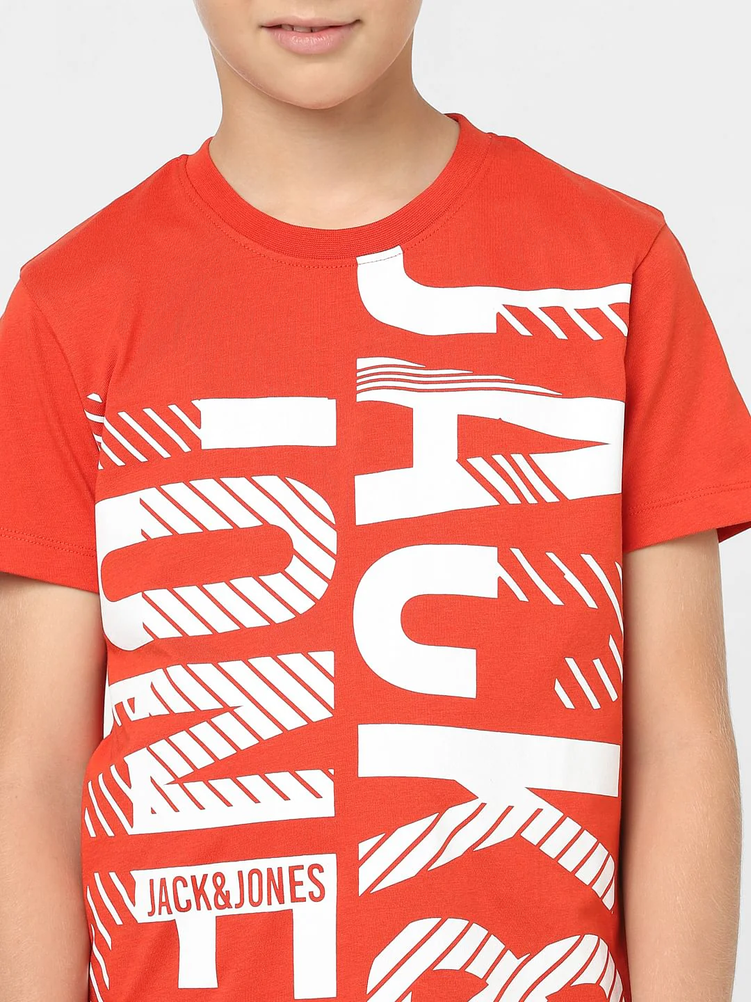 Boys Red Logo Print Crew Neck T-shirt - Image 5