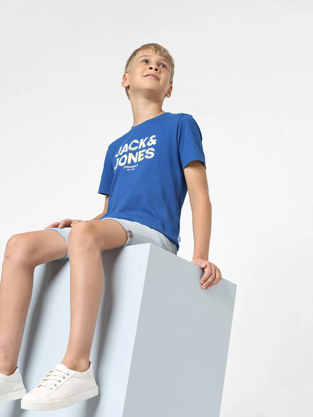 Boys Blue Logo Print T-shirt