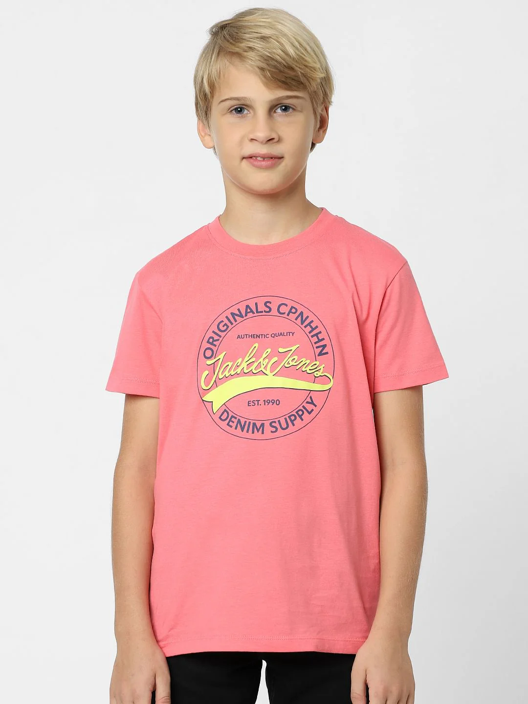 Boys Pink Print Crew Neck T-shirt - Image 2