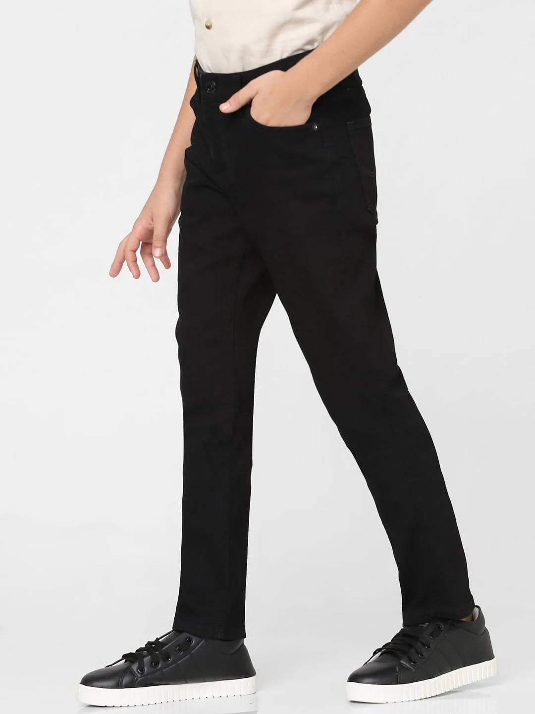 Boys Black Mid Rise Regular Fit Jeans - Image 3