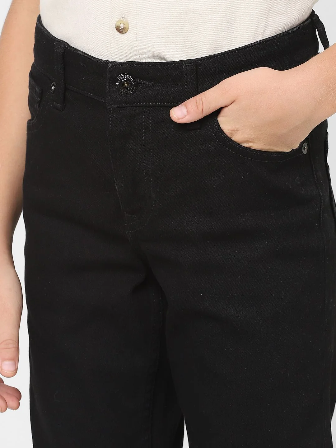 Boys Black Mid Rise Regular Fit Jeans - Image 5