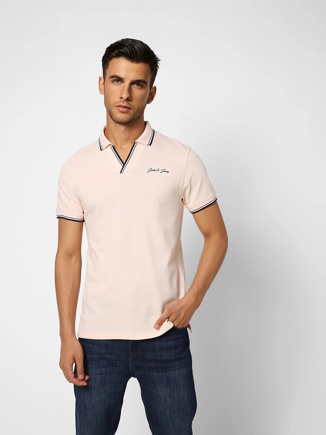 Lilac Contrast Tipping Polo T-shirt