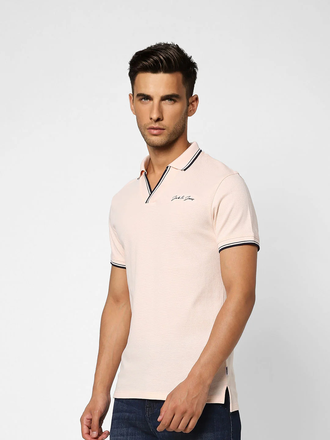 Lilac Contrast Tipping Polo T-shirt - Image 3