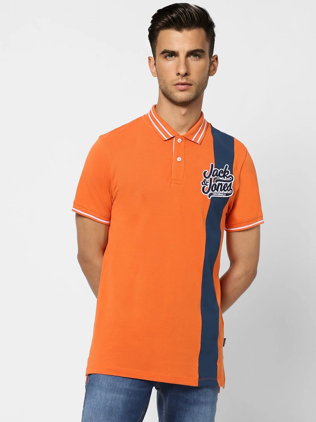 Orange Logo Print Polo T-shirt - Image 2