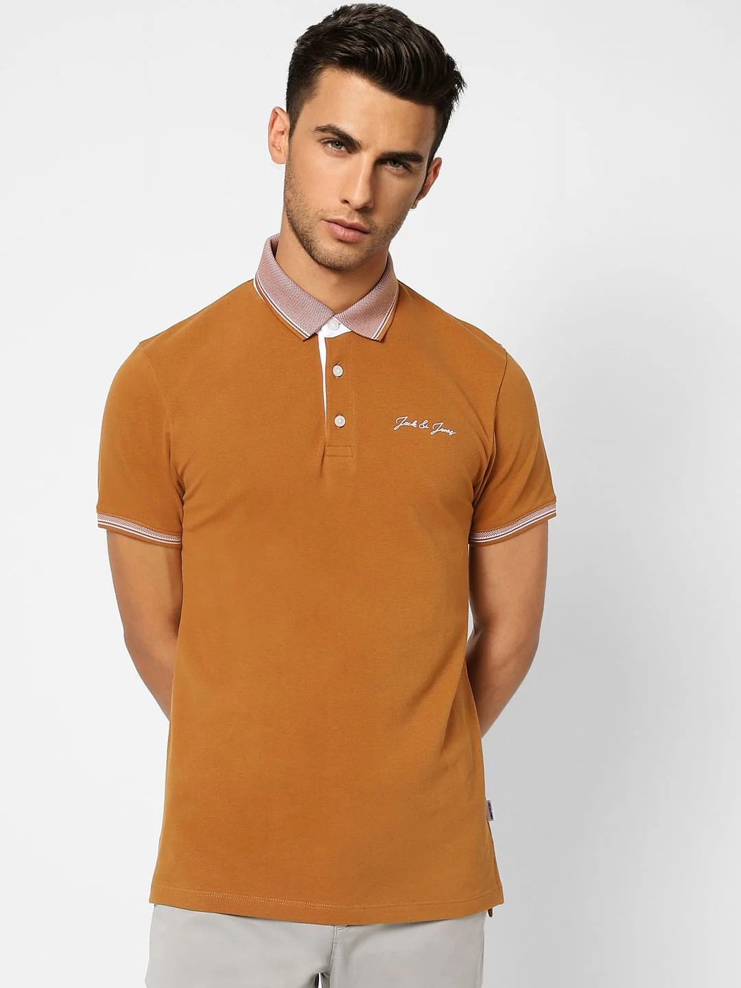 Brown Contrast Tipping Polo T-shirt - Image 2