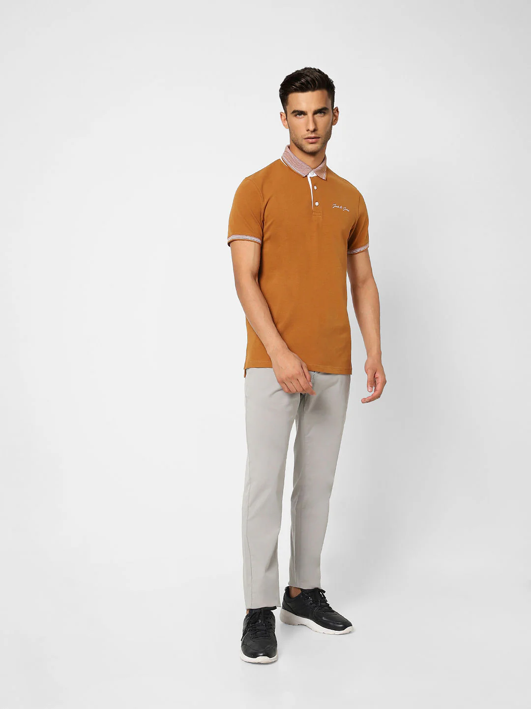 Brown Contrast Tipping Polo T-shirt - Image 6