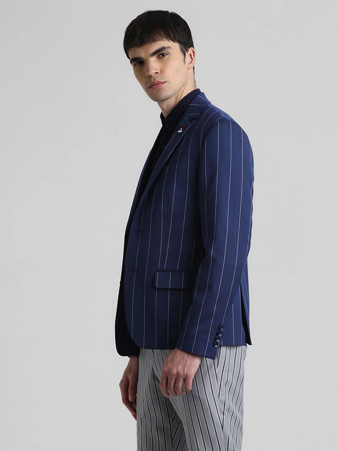 Blue Striped Formal Blazer - Image 3