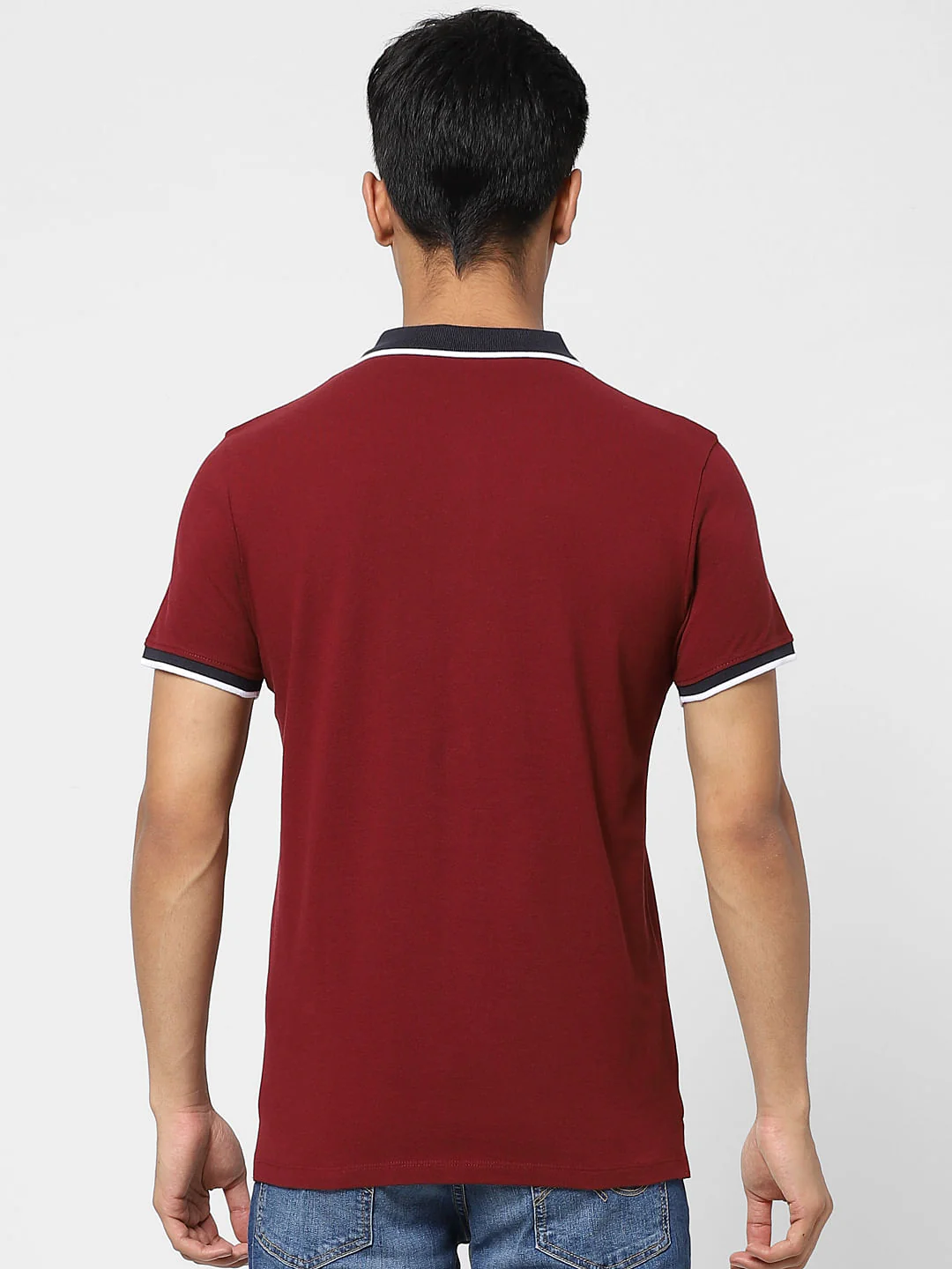Red Contrast Tipping Polo T-shirt - Image 4
