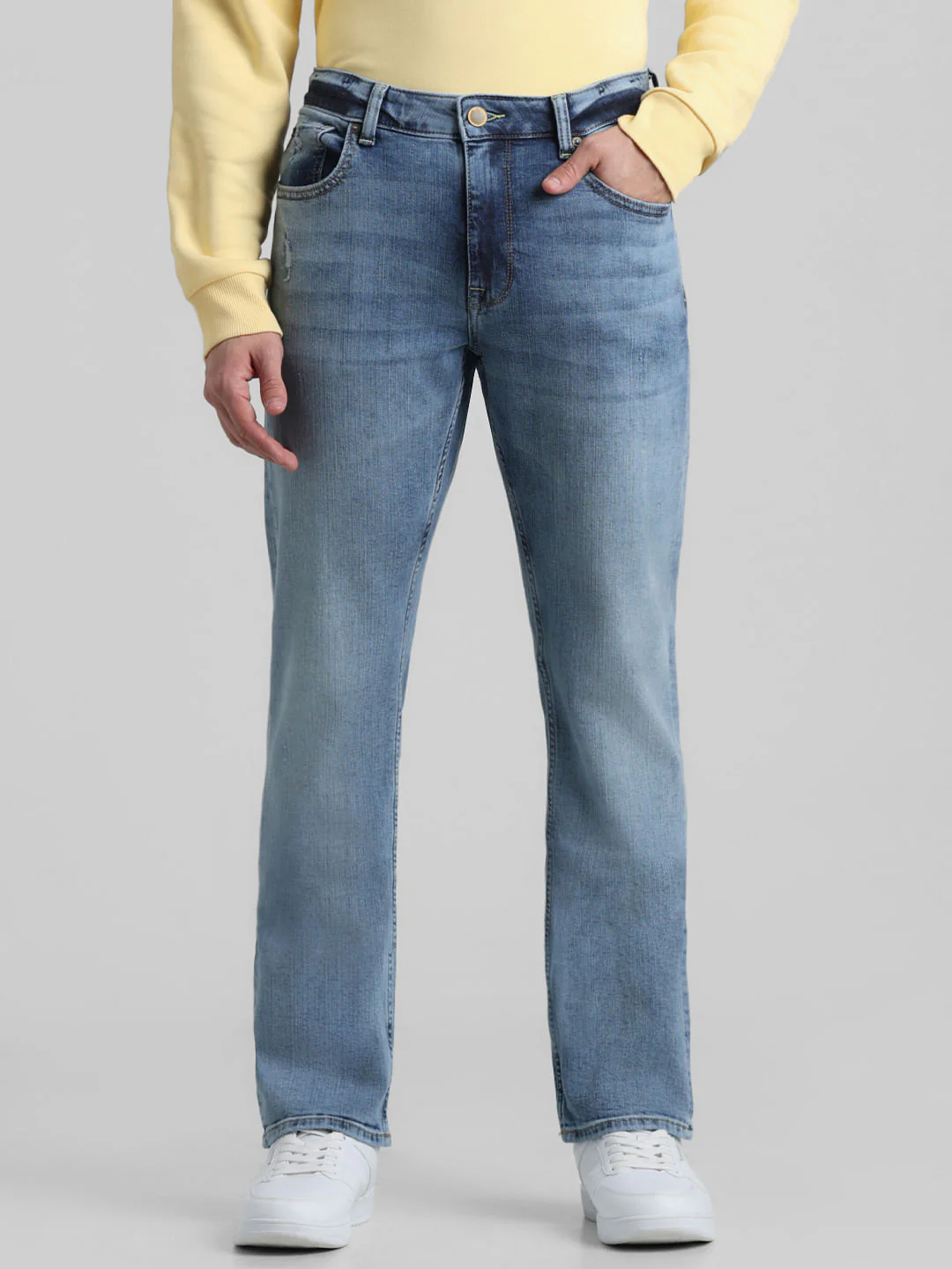 Blue Mid Rise Clark Regular Fit Jeans