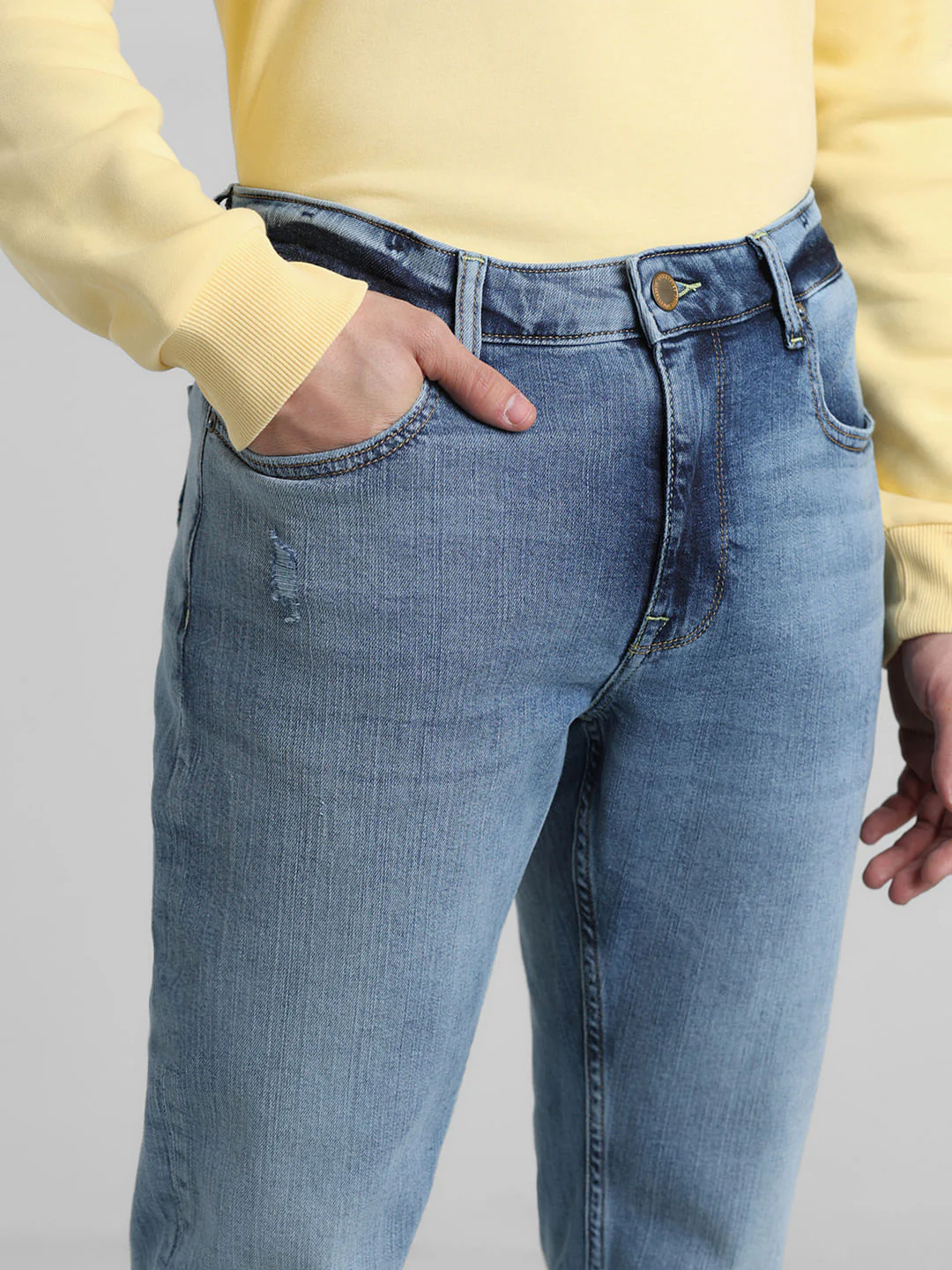 Blue Mid Rise Clark Regular Fit Jeans - Image 4
