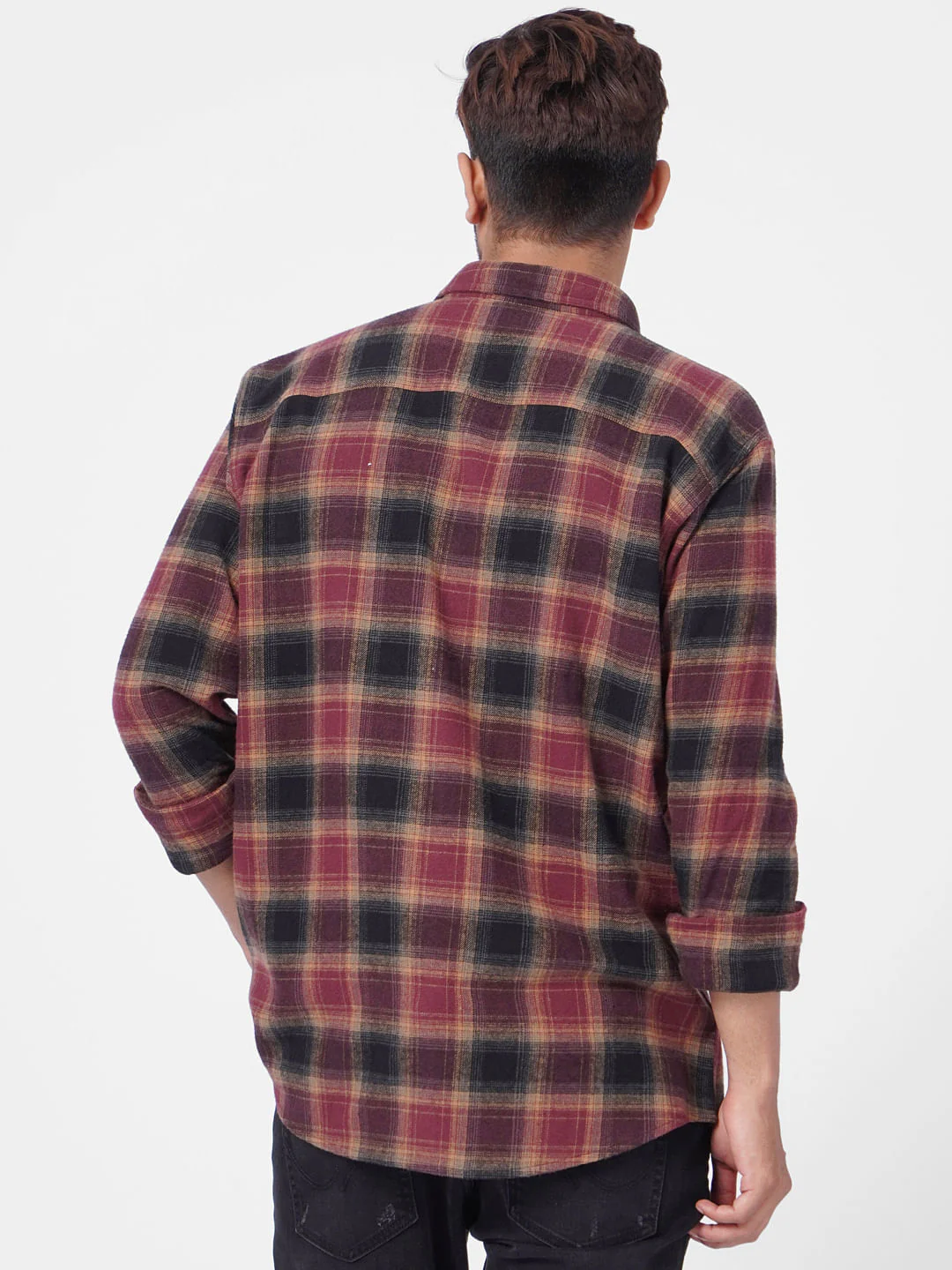 Maroon Check Full Sleeves Shirt - Image 4
