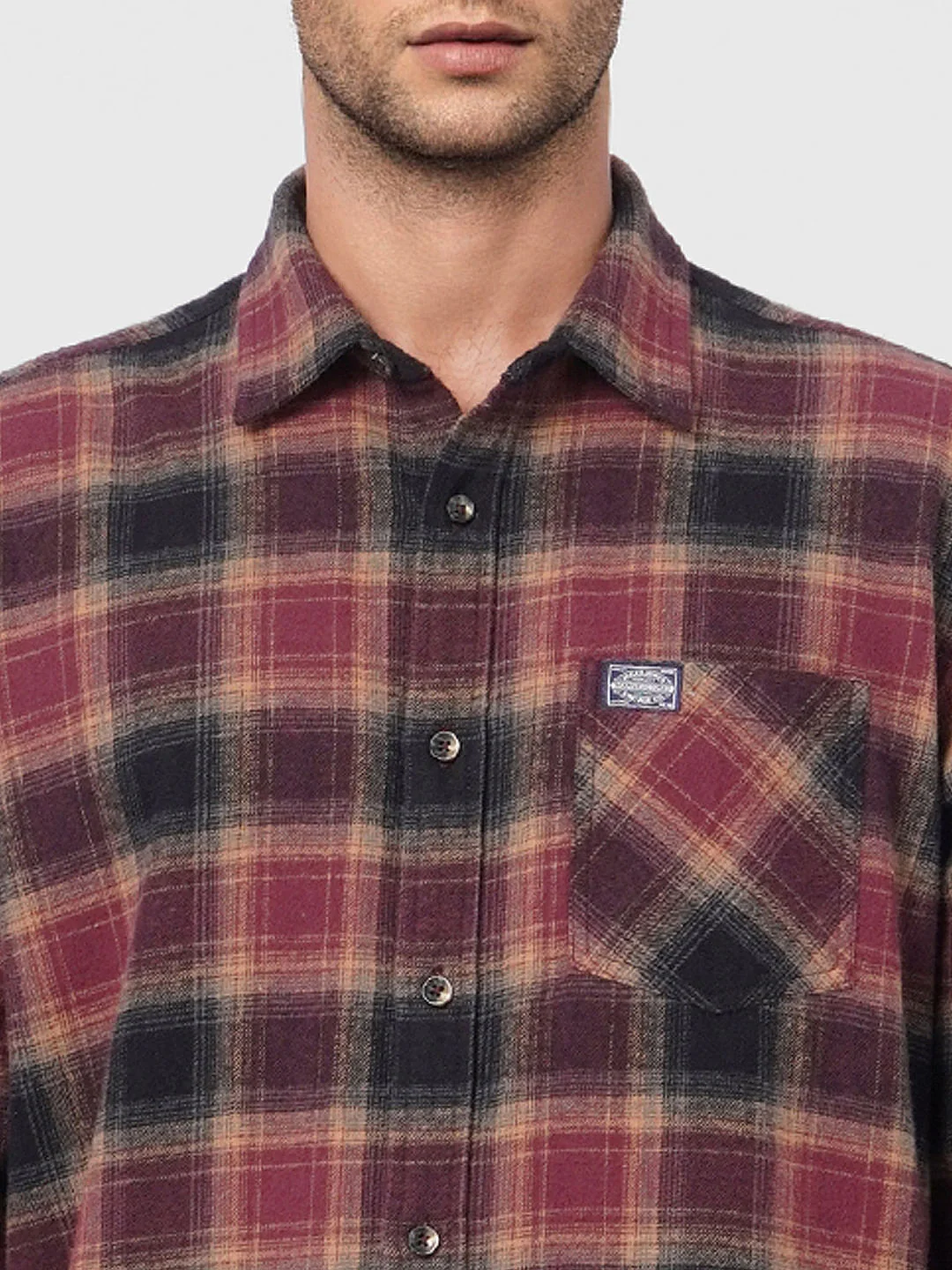 Maroon Check Full Sleeves Shirt - Image 5