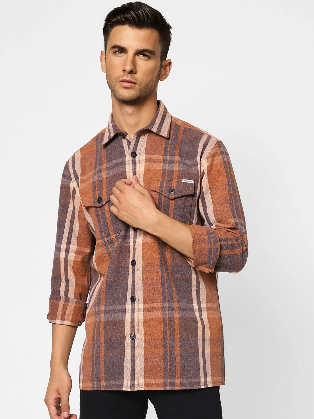 Brown Check Full Sleeves Shirt - Image 2
