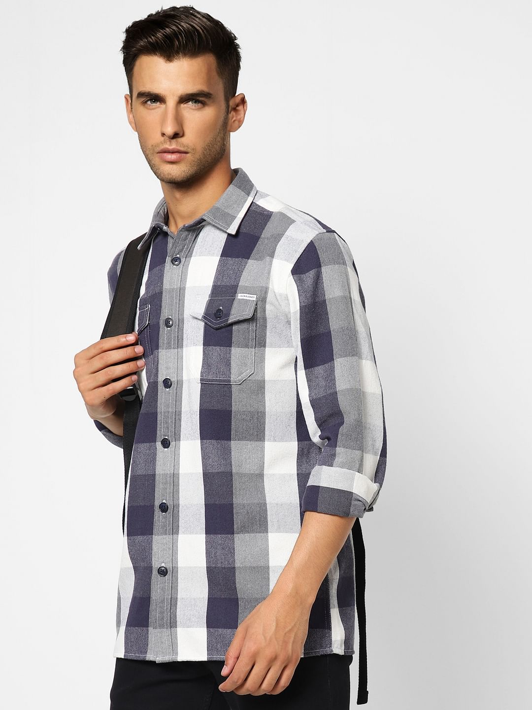 White Check Full Sleeves Shirt