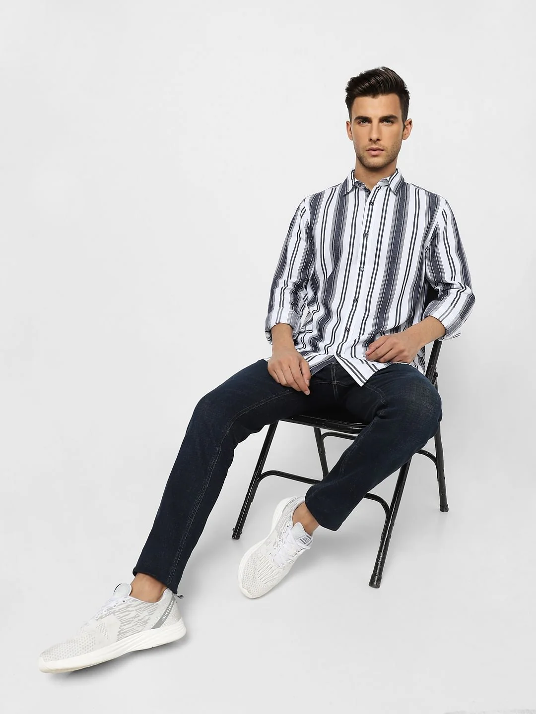 White Striped Full Sleeves Shirt