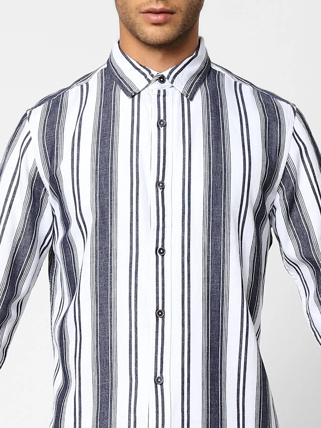 White Striped Full Sleeves Shirt - Image 5