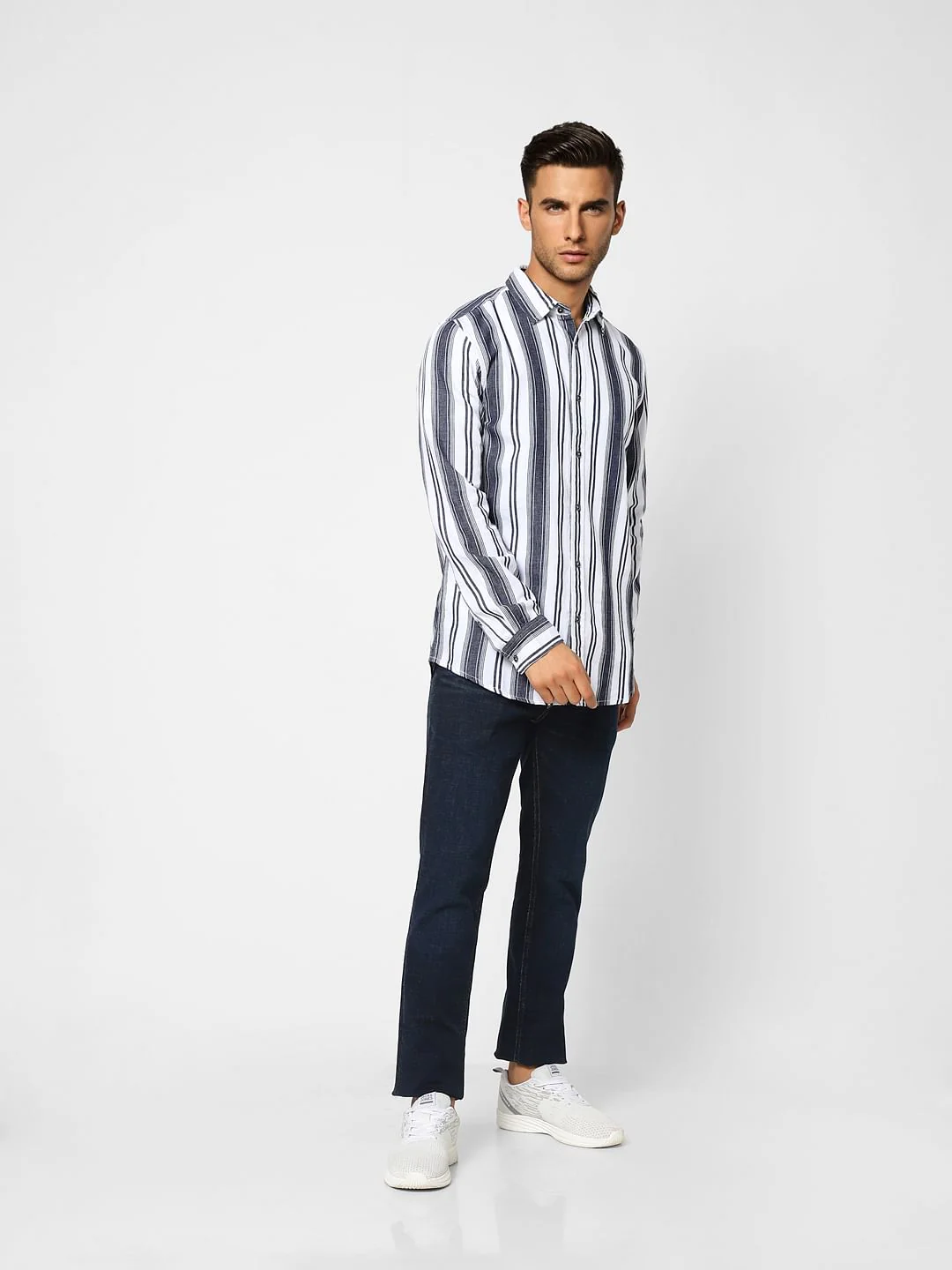 White Striped Full Sleeves Shirt - Image 6
