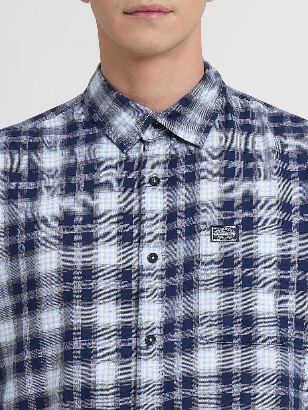Dark Blue Check Full Sleeves Shirt - Image 5