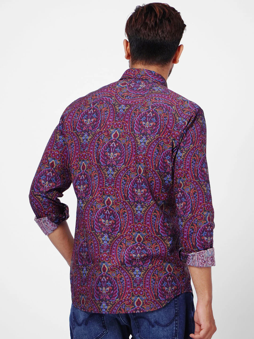 Blue Paisley Print Full Sleeves Shirt - Image 4