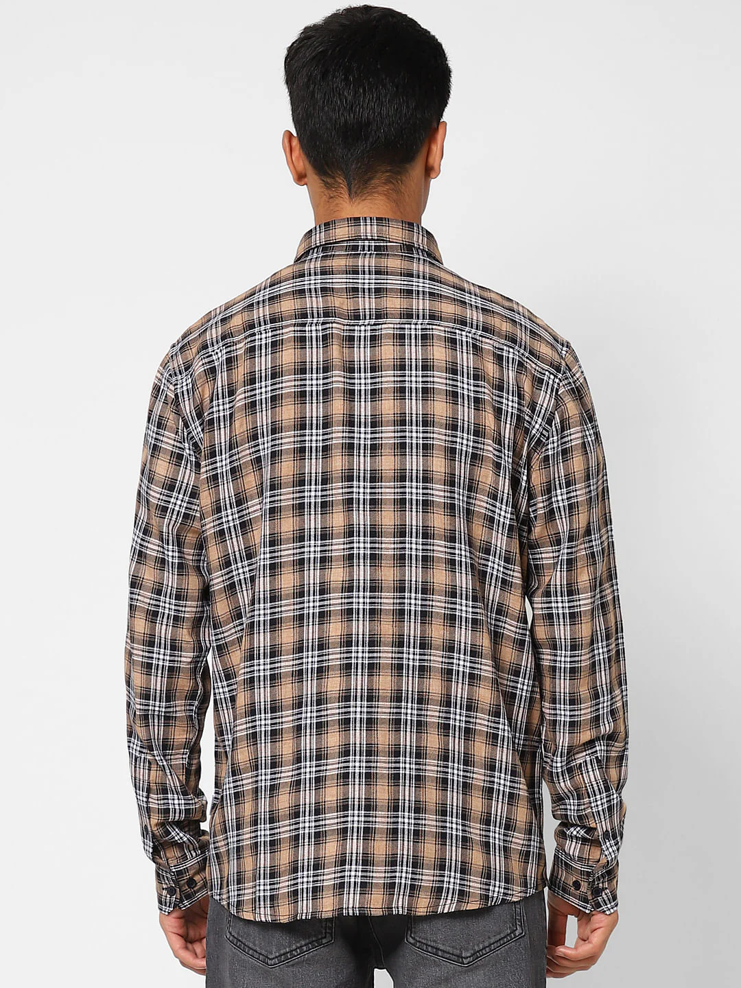 Brown Check Print Full Sleeves Shirt - Image 4