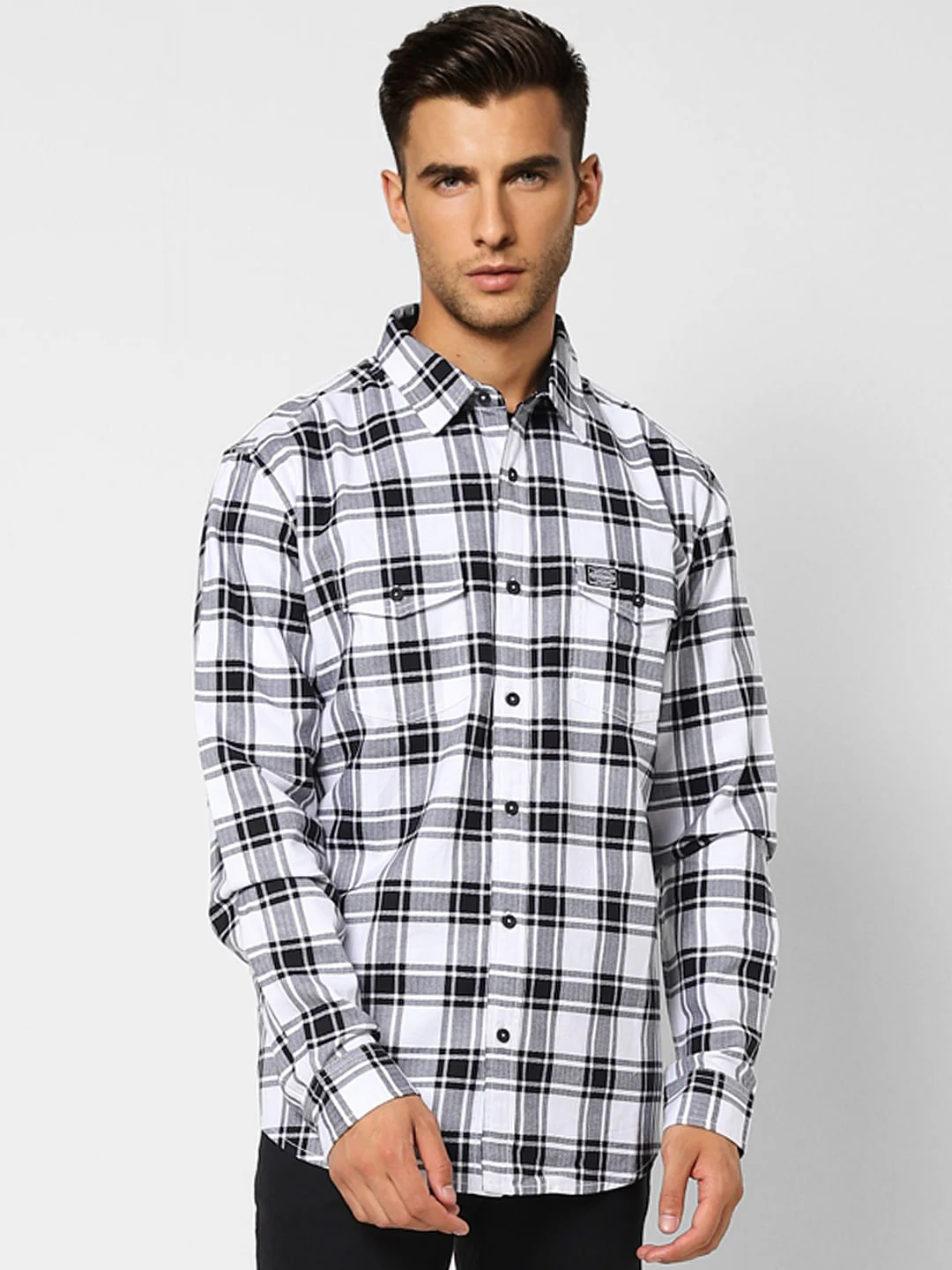White Check Print Full Sleeves Shirt - Image 2