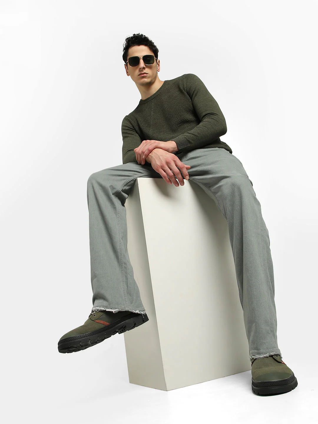 Green High Rise Ray Bootcut Jeans