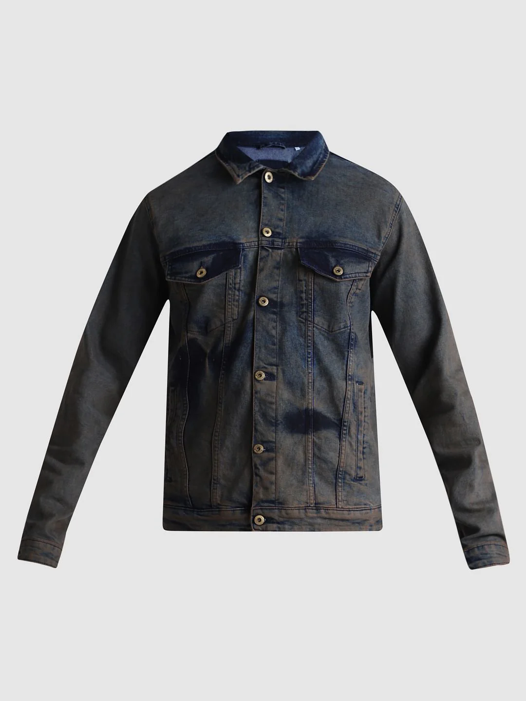 Dark Blue Acid Washed Denim Jacket - Image 7