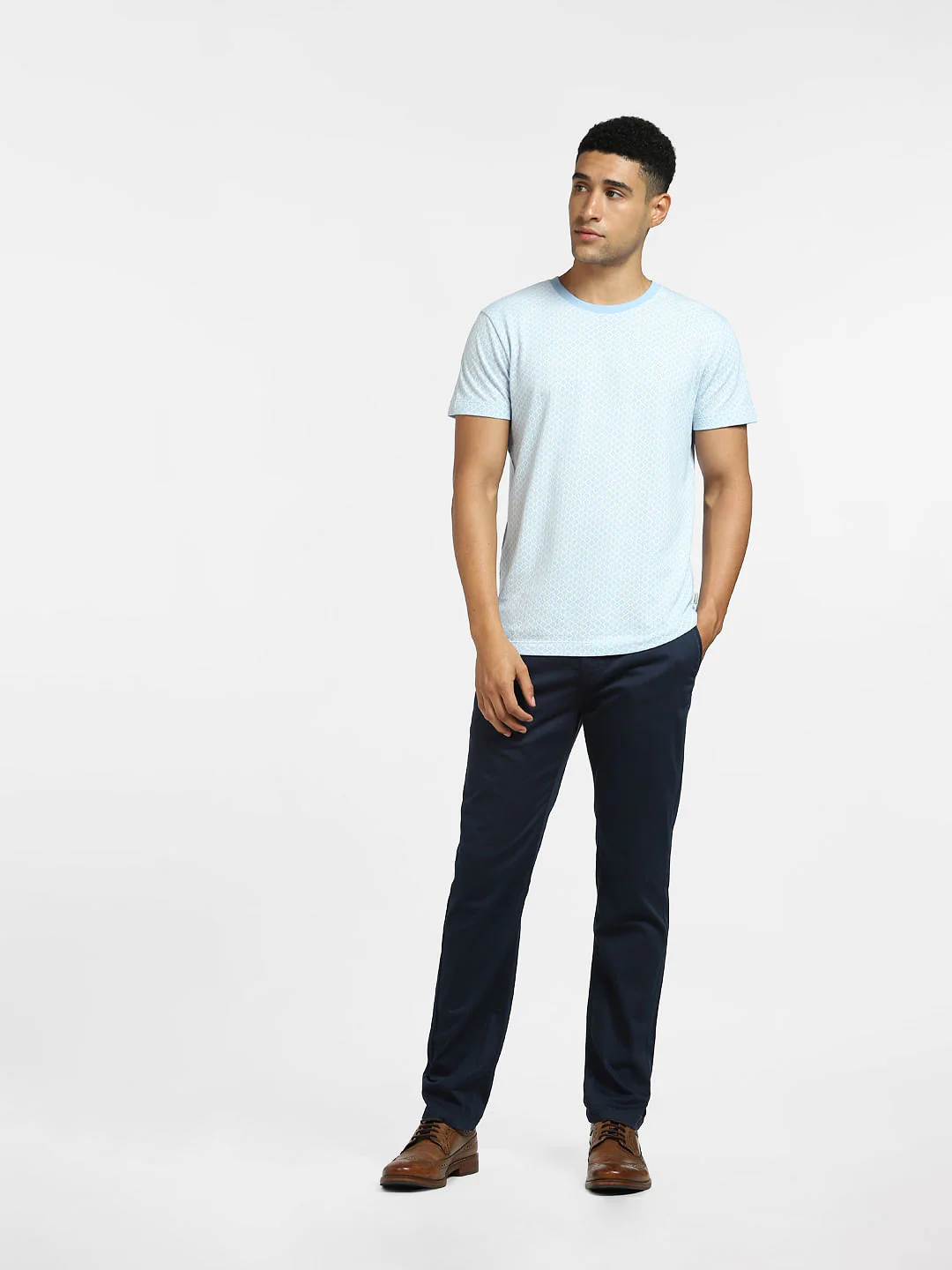 Light Blue All Over Print Crew Neck T-shirt - Image 7