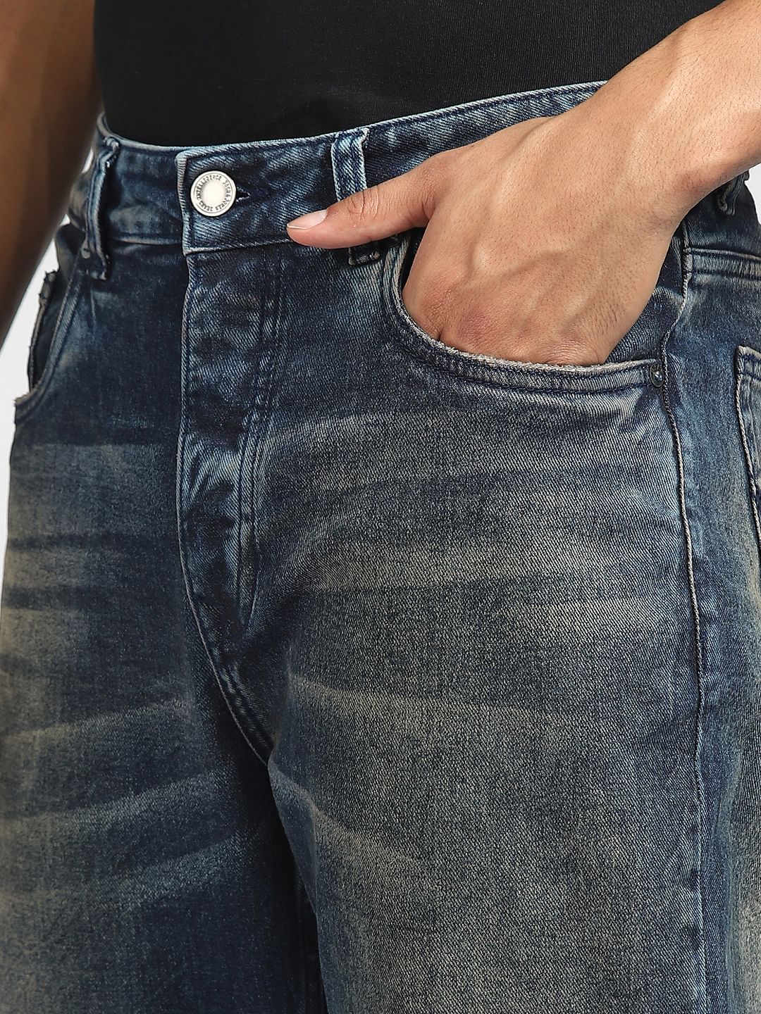 Dark Blue High Rise Washed Bootcut Jeans - Image 5
